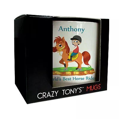 Boys Horse Riding Gift Boys Horse Riding Mug Crazy Tony's Boys Riding Present • £11.94