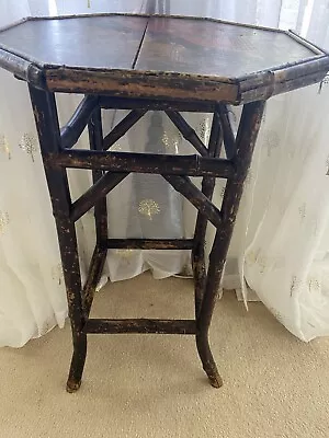 £60 • Buy Japanned Octagonal Burnt Bamboo Wood Side Table