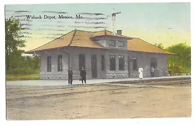 Mexico MO Missouri 1913 Postcard Wabash Railroad Depot • $5.99