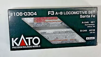 New N Scale Kato Ab Unit F3 Sf Santa Fe Diesel Engine Locomotive Set 106-0304 • $73