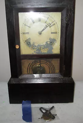 Antique 8 Day JC BROWN COTTAGE Mantle Clock Pat. 09-04-1848 Working Condition • $307.16