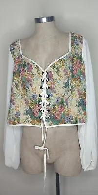 Cider Blouse  Crop Floral Sweetheart Neckline Womens Sz 4X New NWT • $19.91