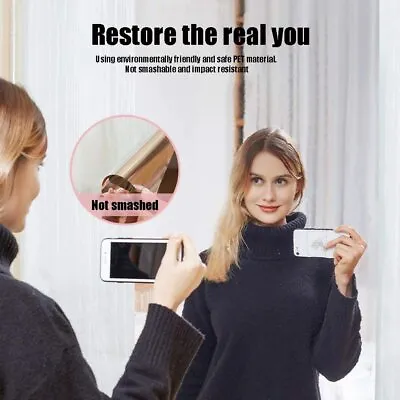 3 Sizes Mirror Reflective Wall Sticker Self Adhesive Film Paper Home Kitchen • $20.47