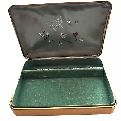 Vintage Jewelry Box Butterflies Travel Farrington 50s Flowers Texol Cottagecore • $24.99