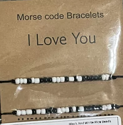 Morse Code I Love You Black White Beaded Bracelet Gift For Girlfriend Boyfriend • $8.50