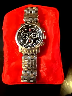 Michele Sport Sail Chronograph Steel Black Dial 38mm Ladies Watch MW01C00D9002 • $485