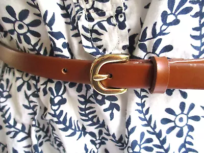 J.Crew Skinny Belt Genuine Leather Brown Womens XS Small Made In USA J. Crew • $29.99