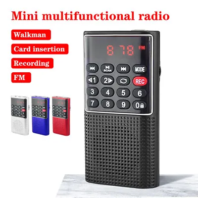 Rechargeable Mini Digital Portable Radio MP3 Music Player FM USB SD Card Speaker • $19.43