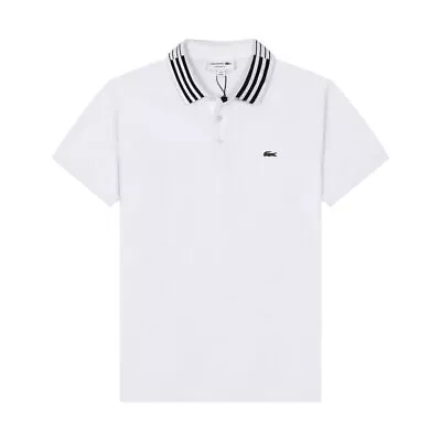 New Men's Lacoste Mesh Regular Stripe Collar Short Sleeve Polo Shirt 2024 • £35.39