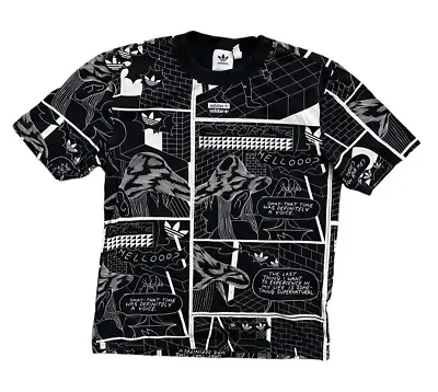 Adidas T Shirt Mens Small Black Magic Shrooms Graphic Print Short Sleeve Crew • $19.99
