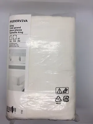 IKEA Puderviva Twin Full Sheet Set 100% Linen White W/ Pillowcase(s) New • $46.54