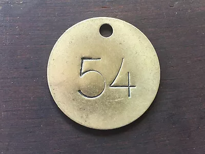 Number 54 Tag Brass Metal Numbered Keychain Stamped Cattle Tag Mining Cow Fob • $13.49