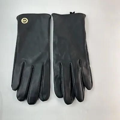 Michael Kors Black Genuine Leather Women's Gloves Size Medium • $34.99