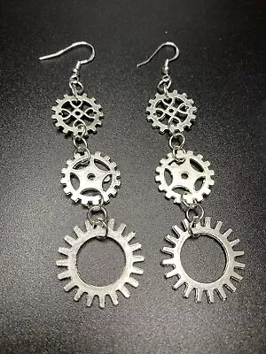 Silver Gear Steampunk Earrings  • $4