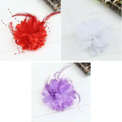 £3.25 • Buy Flower Fascinator Wedding Feather Corsage Hair Clips Hairband And Pin New UK