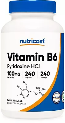 Nutricost Vitamin B6 As Pyridoxine HCl 100 Mg 240 Caps • $12.95