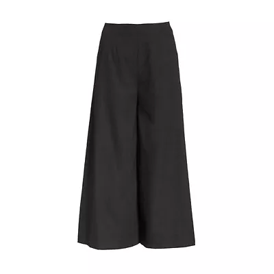 Vince Women’s High Rise Italian Linen Blend Wide Leg Black Pants Culottes Size 6 • $59.97