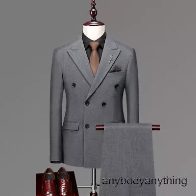 Mens Blazer Suits 3PCS Coat Vest Pants Formal Dress Slim Wedding Double Breasted • $121.56