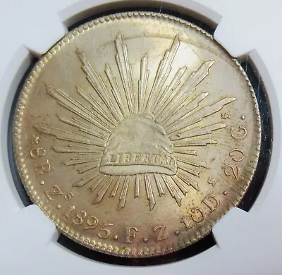 Mexico: 1895-Zs FZ Silver 8 Reales. Beautiful Old Toning! NGC MS-63 • $681.37