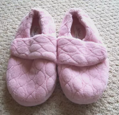 Women's Terry Cloth Pink Slippers Vermont Country Store Adjustable Size 10 • $18.95