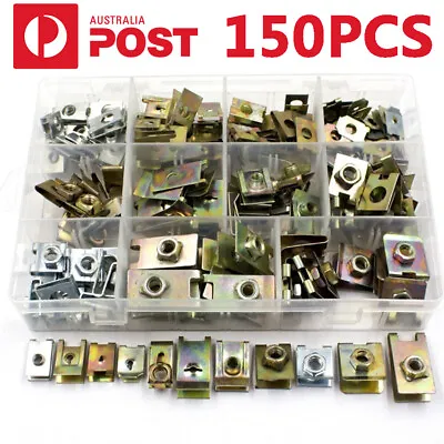 150 Pcs Car Retainer Self-tapping Metal U-Type Screw Nut Clips For Fender Bumper • $31.25
