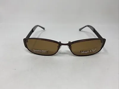 Magic Clip Eyeglasses W/ Polarized Sunclip M396 Aben 53/17/135 Brown Sz67 • $50