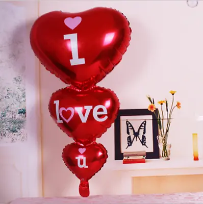 £2.18 • Buy 84CM Helium Foil 3* Hearts Miss Your Valentine's Day Present I Love You Balloon