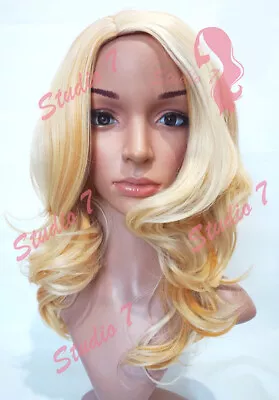 Studio7-uk Blonde Auburn Wavy Curly Straight Medium Length Synthetic Full Wig  • £17.70