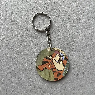 £3.99 • Buy Upcycled Disney Book Winnie The Pooh Tigger Wooden Keyring Key Chain Bag Tag