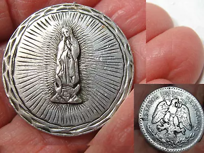 Vtg Our Lady Of Guadalupe Mexican Eagle Coin Pocket Token Medal Silver • $6.99