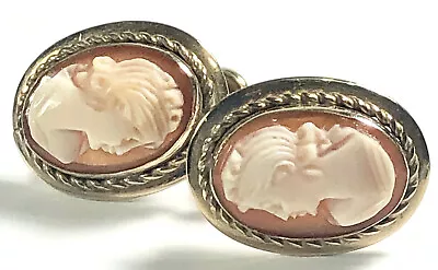 Vintage 1/20 12K Gold Filled GF Signed Van Dell Oval Cameo Screw Back Earrings • $26.99