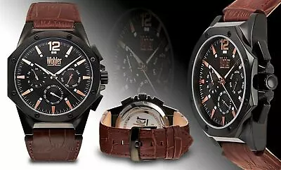 NEW Wohler 1295M Christoph Series Multi-Function Leather Day Date Brown Watch • $58.85