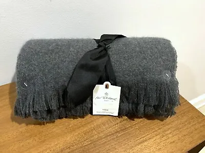 Hearth & Hand Magnolia Gray And White Faux Mohair Wool Fringe Throw 50x60  2022 • $21.99