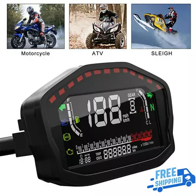 Universal Motorcycle Digital LCD Backlight Odometer Speedometer Tachometer Gauge • $50.56