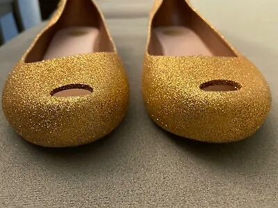 Melissa UltraGirl Gold Ballet Flats Glitter Size 5 • $30