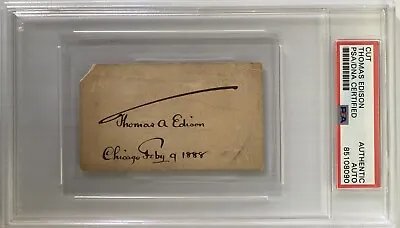 Thomas Edison Signed 1888 Umbrella Autograph 2x3.25 Cut - PSA DNA - FREE S&H! • $3499.95