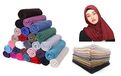 Good Quality Jersey Scarf Shawl Wrap Hijab Stretchy Big Large Plain Maxi Lycra • £3.99