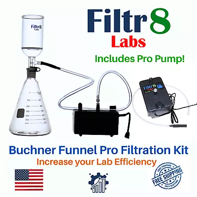 Fast And Hands-Free Filtration | Filtr8 Buchner Funnel Flask Kit With Pro Pump • $145.99