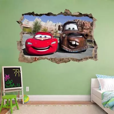 Lightning Mcqueen Tow Mater Disney Cars Smashed Wall Decal Wall Sticker Art FS • $20.86