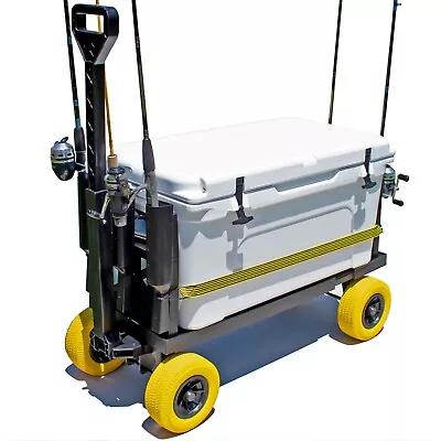 Outdoor Utility Wagon/Fishing Cart W/ Rod Holders & Multi-Terrain Cooler Wheels • $129