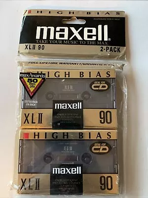 Lot Of 2 Maxell XLII 90 Minute IEC Type II High Bias Audio Cassette Tapes SEALED • $18