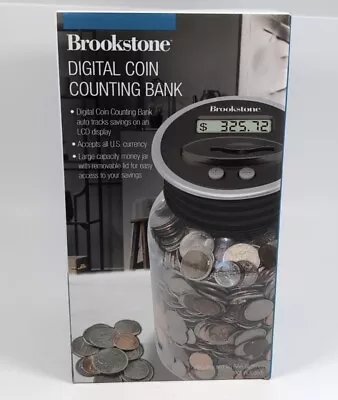 Brookstone Digital Coin Counting Bank W/ LCD Display Large Capacity Money Jar • $14.88