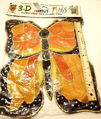 3D Mini Flag Double- Sided Butterfly Vtg Garden/Mailbox Flag Retro Fall Colors • $8.97
