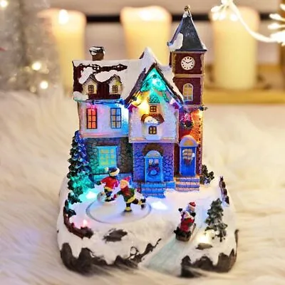 Christmas Village Scene LED Light Musical Animated Decoration Xmas Ornament 23cm • £24.99