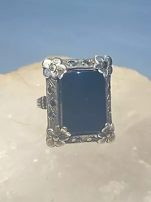Onyx Ring Size 4.25 Art Deco Marcasites Mourning Pinky Sterling Silver Women • $228