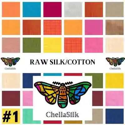 RAW SILK COTTON 90 VIBRANT COLORS  110 Cm 43  Wide SOLD BY The METRE Sample 99p • £10.99