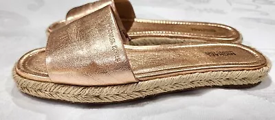 Michael Kors Metallic Rose Gold Espadrille Slides Flats Women's Shoes 10M • $27.50