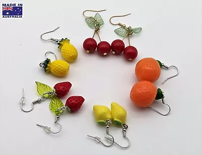 3D FRUIT Orange Lemon Pineapple Cherry Strawberry EARRINGS Gift Dress Accessory • $9.95