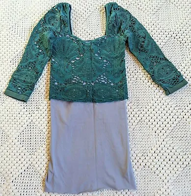 Free People Green Purple Lace Crop Layered Gothic Boho Pixie Fairy Festival Top  • $15.19