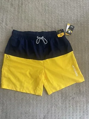 NEW Speedo Swim Trunks Navy And Yellow Men's Size XLarge. 18” Outseam • $10